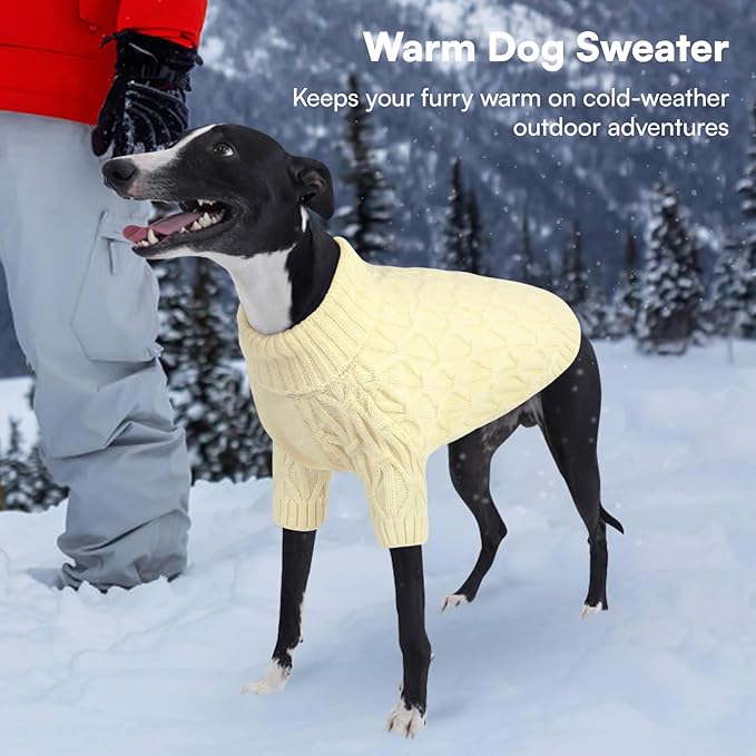 Queenmore Medium Dog Sweater,Dog Sweater for Medium Dogs Boys Girls,Christmas Sweaters for Dogs,DogSweater Knitwear Outfit,Thick Warm Pet Clothes for French Bulldog,Boston Terrier(Beige,M)