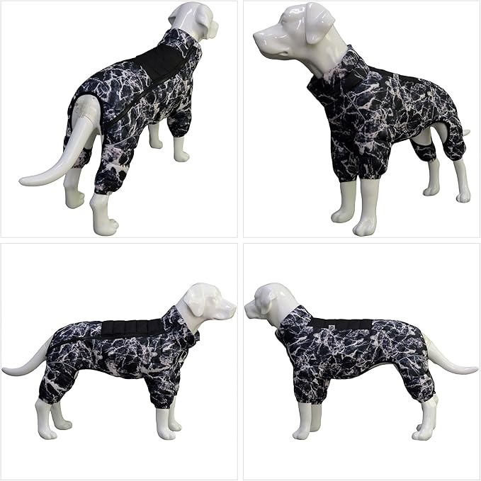 lovelonglong Dog Coat Dog Warm Jacket, 4 Legs Covered Waterproof Windproof Reflective Warm Dog Vest, Zippered Adjustable Outdoor Dog Snow Jacket for Small Medium Large Dogs micai-Black XXL