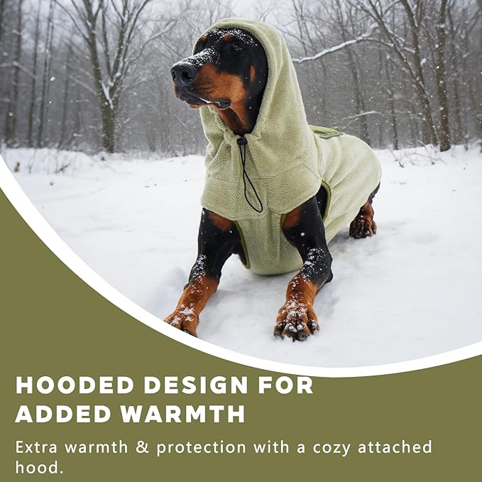 IECOii Great Dane Fleece Dog Sweater, Extra Large Dog Sweater with Leash Hole, Flexible & Good Stretchy Fit for Giant Breeds, Warm Turtleneck Sweatshirt Vest for Big Dogs, Machine Washable, Green, 4XL