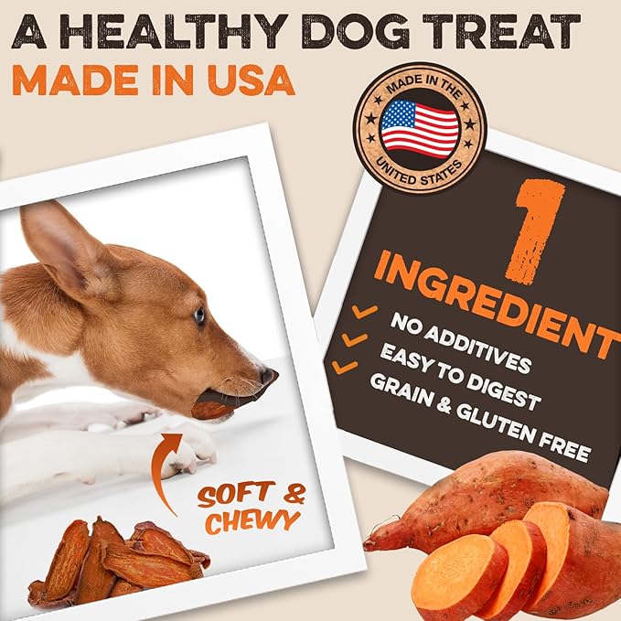 Sweet Potato Slices For Dogs - Soft & Chewy - Single Ingredient Dog Treats, Healthy 100% Natural Sweet Potato Dog Treats With No Added Preservatives - Softer & Great For Puppies Or Senior Dogs (5lb)