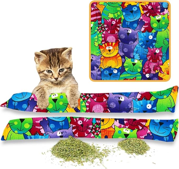 Kitty Kick Stix 15" Original Catnip Kicker Toy (Set of 2), Handmade in USA by Cat Lovers, Interactive Natural Cat & Kitten Toy, Packed with 100% Potent Catnip for All Breeds (Happy Cats)