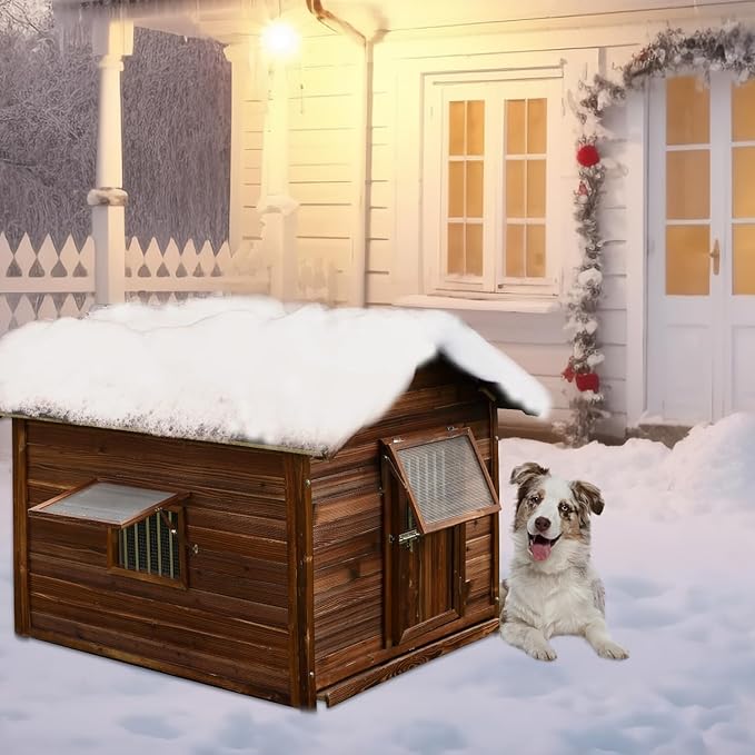 Dog House Outdoor&Indoor Weatherproof,Luxury Wooden Dog Kennel for Small Medium Large Dogs, Classic Pet House Outside for Garden Backyard Farm, L-34.64''(D)*26.77''(W)*34.25''(H)