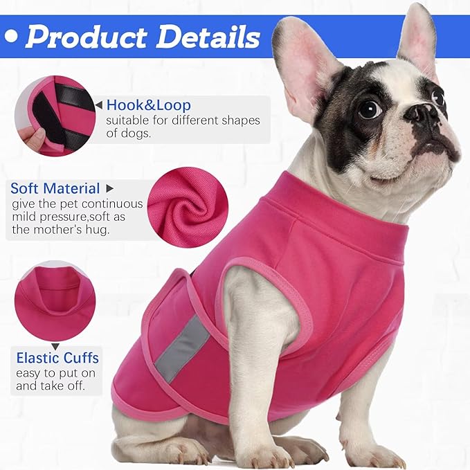 MIGOHI Dog Anxiety Relief Coat,Comfort Anxiety Vest for Dogs,Adjustable Anxiety Calming Wrap for Fireworks,Thunderstorms,Travel, Separation, Dog Anxiety Jacket for Small Dogs,XS,Rosered