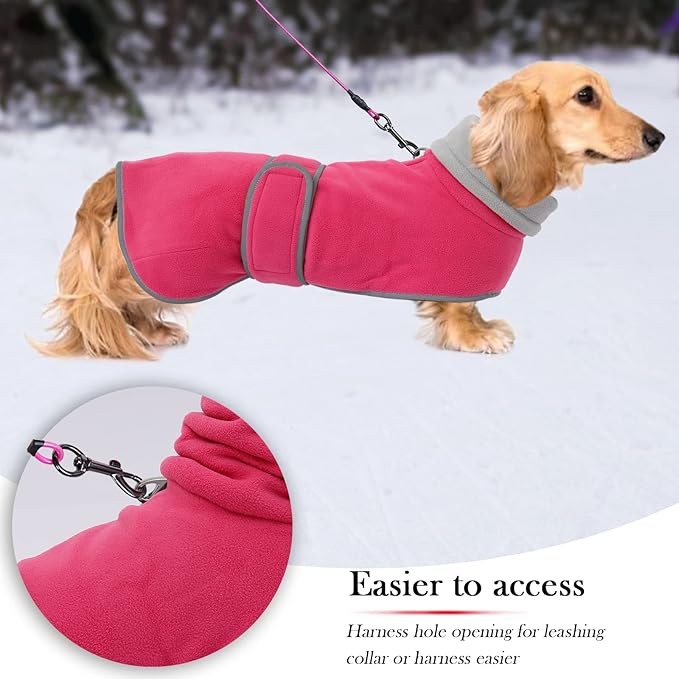 Geyecete Dachshund Sweaters for Dogs Dog Jacket,Dachshund Coat Perfect Dog Winter Coat with Padded Fleece Lining and high Collar,Dog Snowsuit with Adjustable Bands Sizes-Pink-XS