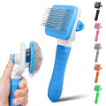 Generic Pet Grooming Brush, Blue - Self Cleaning Hair Brush for Dogs and Cats, Removes Loose Undercoat, Bristles with Massage Particles, Ergonomic Handle, For Long or Short Hair Breeds
