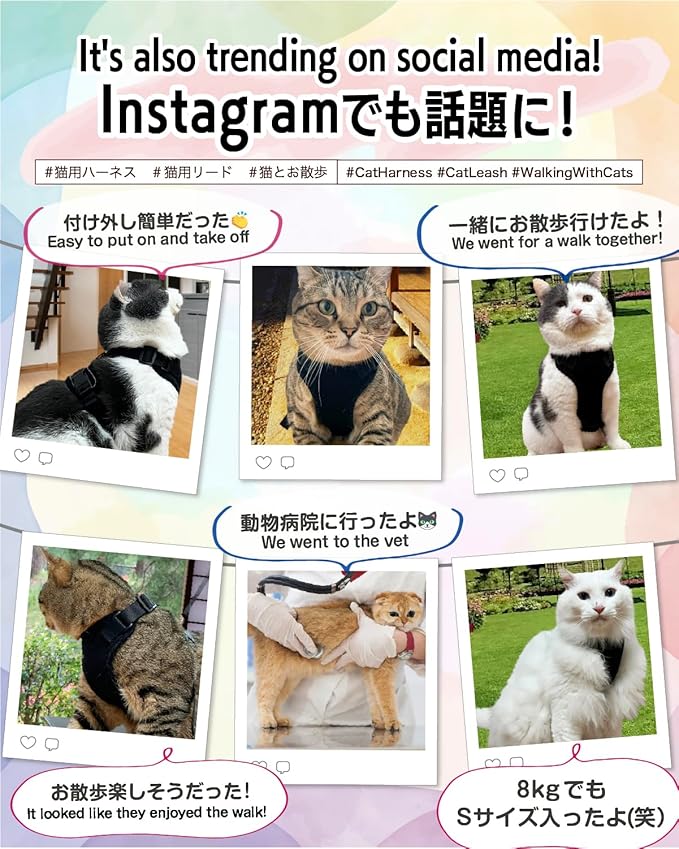 Cat Harness Escape Proof with Leash for Walking, Travel Vest Soft Chest Support, Adjustable Size, Escape Proof Soft Adjustable Vest Harnesses, Breathable, Kittens, Small Dogs