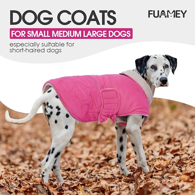 FUAMEY Winter Warm Coat, Fleece Turtleneck Jacket, Thick Waterproof Windproof Cold Weather Coat, Snowsuit Vest for Small to Large Dogs