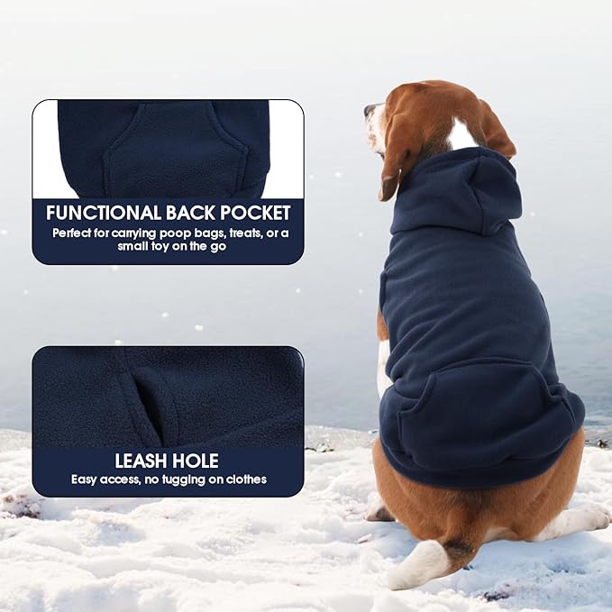 IECOii Warm Dog Hoodie for Large Dogs, Extra Large Dog Hoodie Fleece Vest with Leash Hole & Pocket, Big Dogs Sweatshirt for Giant Breed, Pullover Sleeveless Great Dane Sweater, Blue, 4XL