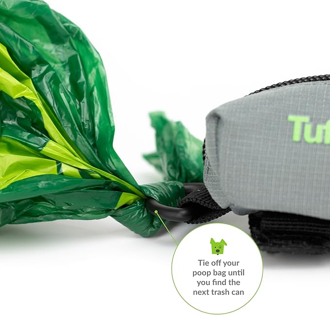 Tuff Mutt Dog Poop Bag Holder for Leash, Lightweight Dispenser for Pet Waste Bags, Easy Cleanup Accessory for All Leashes, Includes Bags