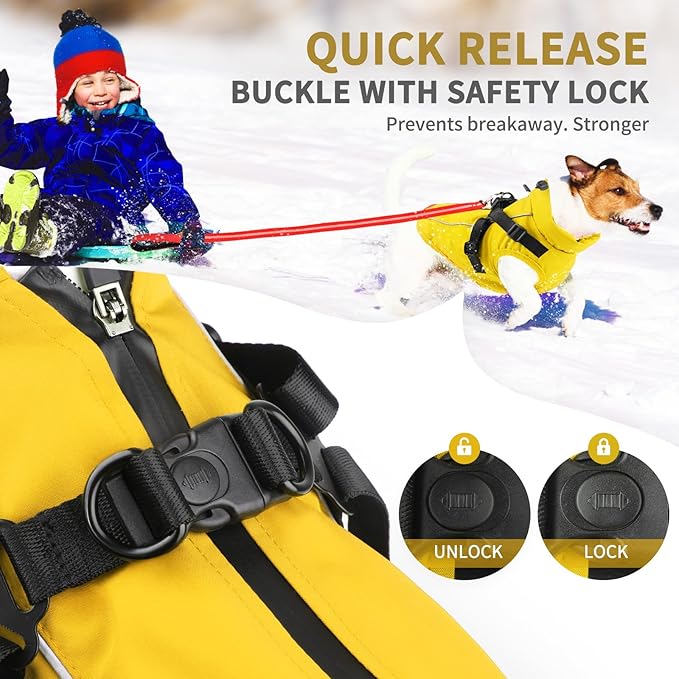 Dog Winter Coat Reflective Water-Resistant Jacket, Fleece Lined Windproof Puppy Coat with Back Zipper & D-Ring, Cold Weather Dog Coats for Small Medium Large Dogs (XL, Orange)