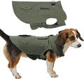 Workwear Style Dog Coats with Harness Built in for Small Dogs Windproof Warm Puppy Jacket with Storage Pockets for Cold Winter,Green L