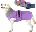 PETDSH Dog Coat Large, Windproof Dog Jacket with Warm Fleece Lining, Thickened Collar Dogs Winter Coat, Adjustable Reflective Pet Coats for Cold Weather (Purple, X-Large)
