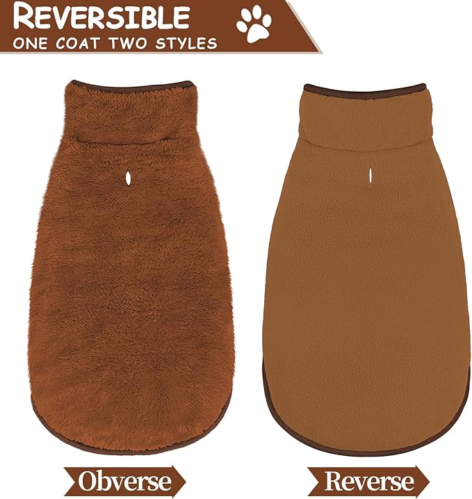 Malier Dog Winter Coat, Reversible Fleece Dog Cold Weather Coats, Windproof Warm Snow Puppy Jacket Vest Pet Clothes for Small Medium Large Dogs (Brown, XX-Large)