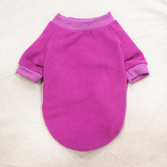Idepet Dog Fleece Sweater Pet Dog Clothes Small Dogs Pullover Sweatshirt Soft Puppy Sweater Warm Winter Shirt Classic Cat Apparel for Small Dogs and Cats (Medium, Purple)