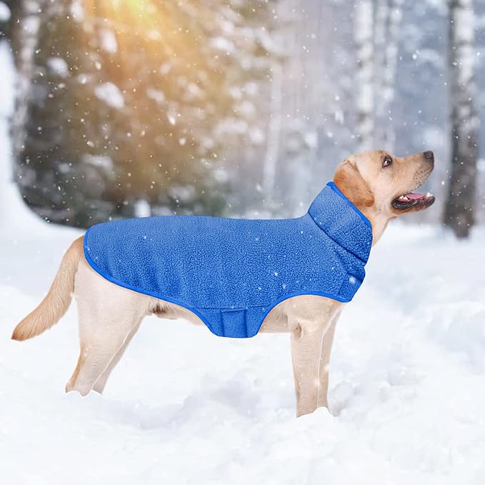 Malier Dog Winter Coat, Reversible Fleece Dog Cold Weather Coats, Windproof Warm Snow Puppy Jacket Vest Pet Clothes for Small Medium Large Dogs (Blue, XX-Large)