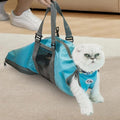Cinf Cat Nail Clipping Cleaning Grooming Restraint Bag No Scratching Biting for Nail Trimming Injecting Examining(Blue,L)