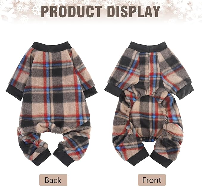SCENEREAL Fall Dog Pajamas for Small Dogs, Soft and Warm Puppy Sweater, Holiday Clothes Onesie, Thanksgiving Christmas Outfits for Doggie Cold Winter - Dog Jammies Pjs