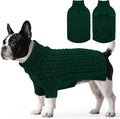 SAWMONG Dog Sweater, Dog Sweaters for Large Dogs Girls Boys, Pullover Turtleneck Knitted Doggy Sweatshirt, Cold Weather Pet Clothes（Green, Large