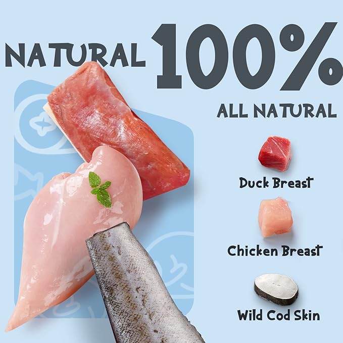 ASMPET Dog Cod Skin Treats, Chicken & Duck Wrapped Cod Skin Sticks, Rawhide Free Dog Treats Chews Bones