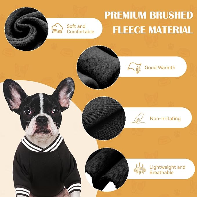 Dog Sweaters for Large Dogs, Brushed Fleece Dog Sweater Baseball Jacket Large Pet Sweater Clothes Soft Warm Boy Girl Pet(Black-XL)