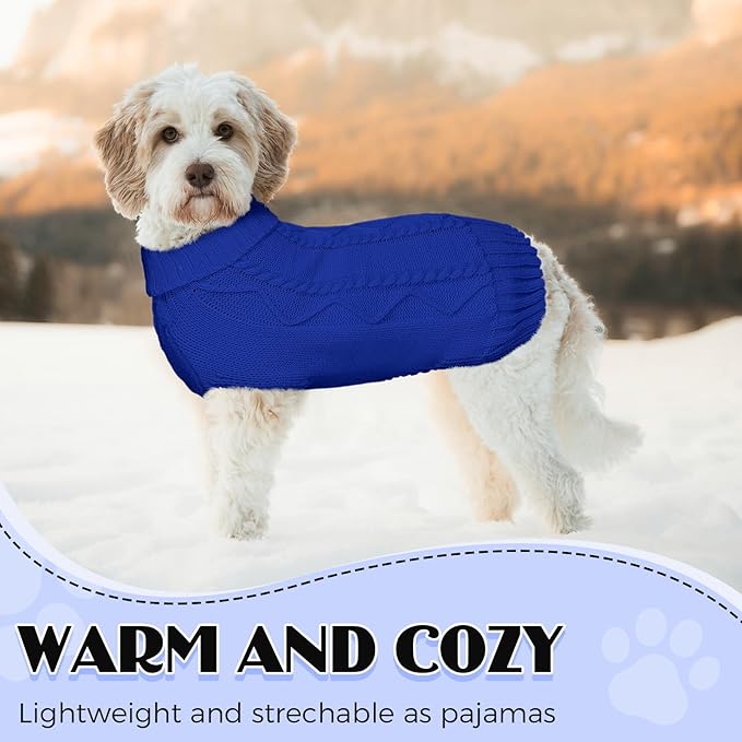 Dog Sweaters for Small Medium Large Dogs Girl, Soft Warm Turtleneck Pup Dogs Shirt, Double Knitting Collar for Outdoor Playing, Warm Dog Clothes (2XL,Royal Blue)