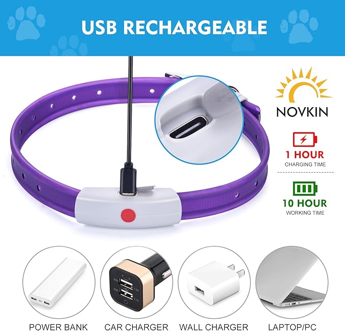 Lighted Dog Collar, Rechargeable Light Up Pet Collar, Waterproof LED Dog Collar Glow in The Dark, Make Pet Visible and Safety for Night Walking for Small Medium Large Dogs (Green)