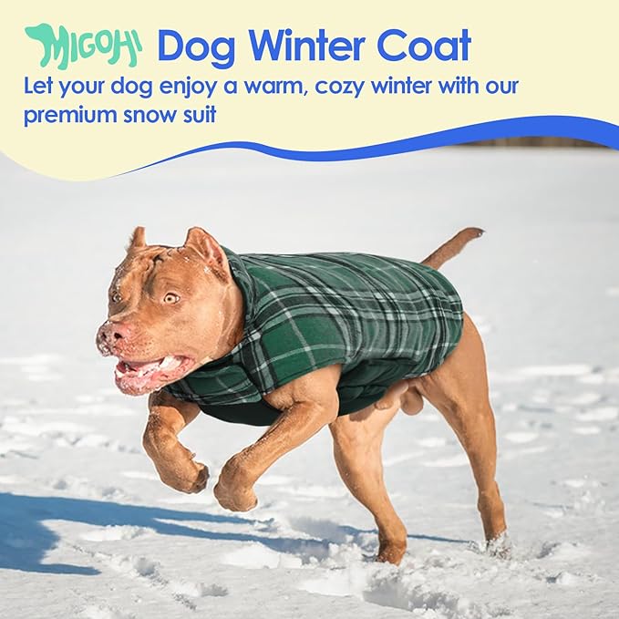 MIGOHI Dog Coat, Warm & Waterproof Winter Jacket for Small Medium Large Dogs, Reversible Dog Jacket, Green XL