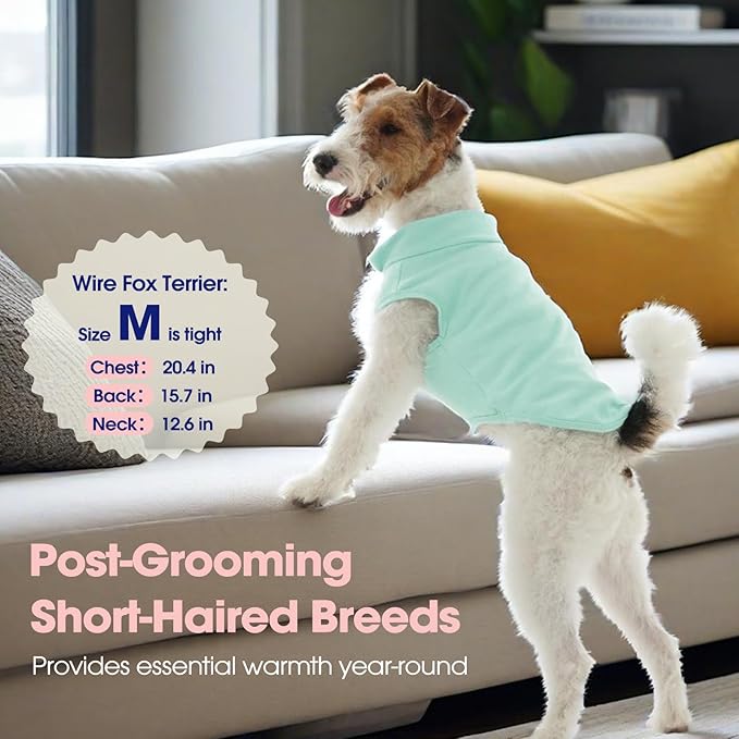 FUAMEY Dog Fleece Vest for Medium Dogs,Warm Stretchy Dog Sweatshirts Pullover with Leash Hole Dogs Sweater Soft Pet Turtleneck Cozy Pet Vest Lightweight Sleeveless Blue M