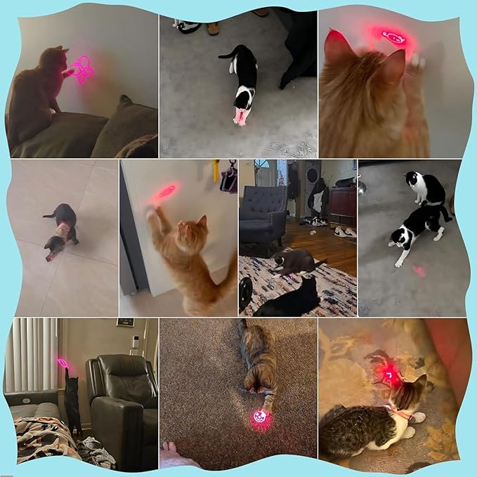 Cat Toy Pointer, USB Rechargeable with 7 Adjustable Patterns, Interactive Chase Toys for Indoor Cats & Dogs, Training & Exercise Fun (Black)