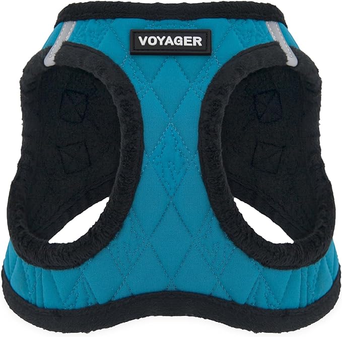 Best Pet Supplies - All Weather Mesh / Plush, Reflective, No Pull Harness for Small, Medium Dogs, Cats - Secure with Hook & Loop Fastener, Buckle, Double D-Rings - Turquoise Plush, XS