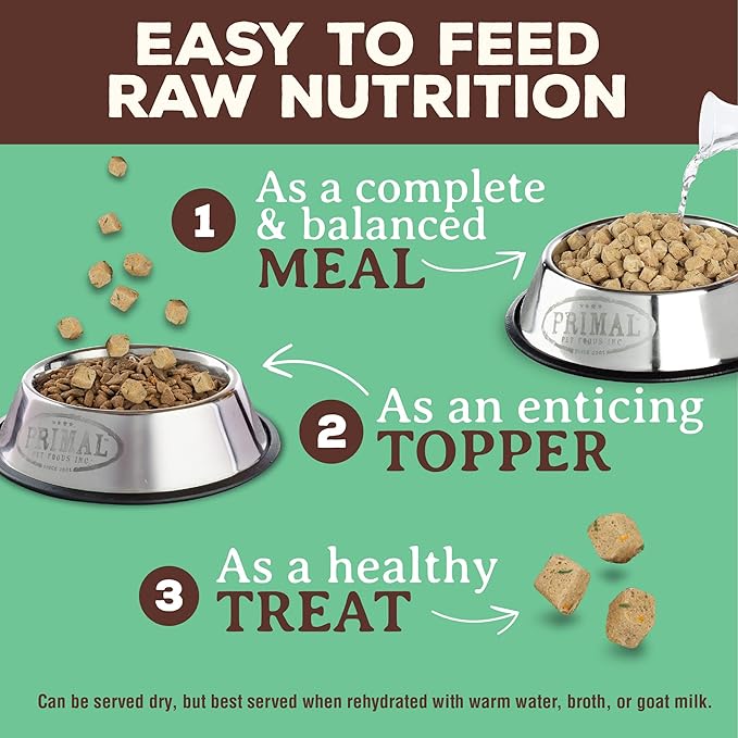 Primal Freeze Dried Dog Food, Pronto Mini Nuggets, Chicken; Scoop & Serve, Complete & Balanced Meal; Also Use As Topper or Treat; Premium, Healthy, Grain Free, High Protein Raw Dog Food (16 oz)