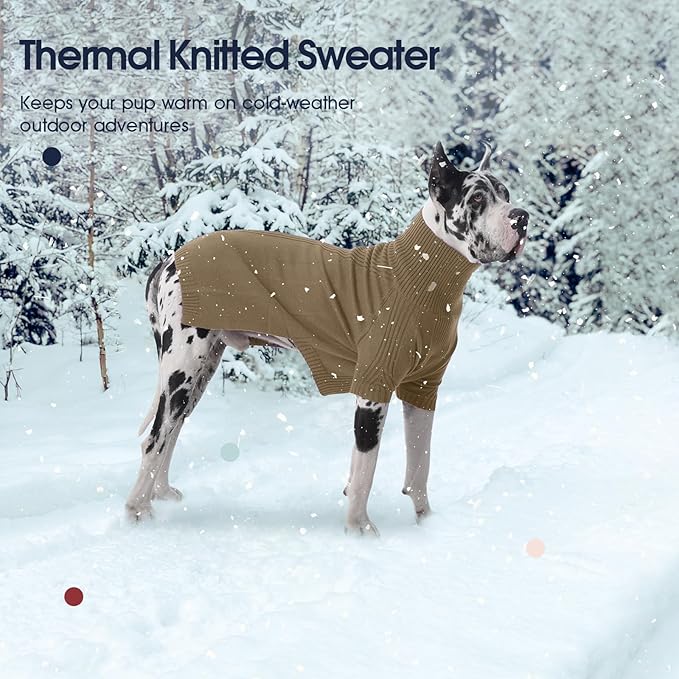 IECOii XXXL Dog Sweater,Warm Dog Sweaters for Extra Large Dogs Girl Boy,Stretchy & Cozy,Turtleneck Knitted Pullover for Pet Wear On Holiday,Easy On Doggy Sweatshirt for Labrador (Camel,XXXL)