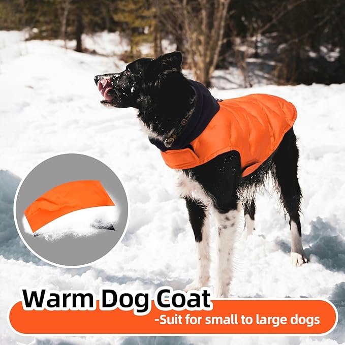 Nanaki Easy On Adjustable Pet Winter Coat Vest-Cold Weather XL Dog Coats with Hood, Warm Reflective Dog Puffer Vest Snowsuit for Pitbull, Soft Lightweight Puffer Coat for Outdoor Activities, Orange