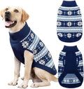KOOLTAIL Cable Knit Dog Sweater Turtleneck, Cold Weather Pullover Classic Knitwear, Snowflake Pattern Thick Warm Winter Pet Clothes, Dog Christmas Sweater for Small Medium Large Dogs Cats, Navy Blue L