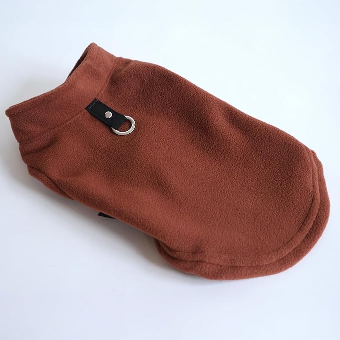 JACKO & CO - Fleece Vest Dog Sweater with Leash Ring - Soft, Warm & Lightweight Pullover Coat for Small & Medium Dogs, Puppies & Cats - Cozy Fall/Winter/Spring Pet Jacket (Brown, XXL 25-35lbs)