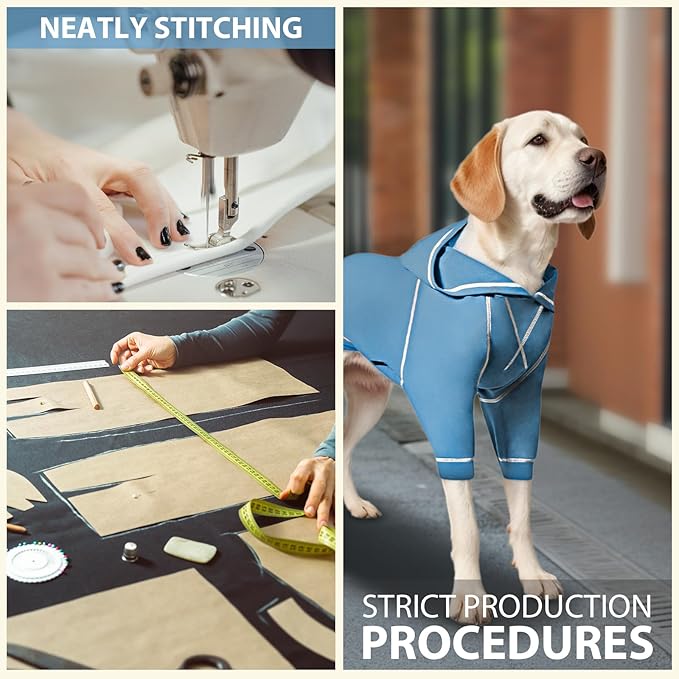 Basic Dog Hoodie Sweatshirts, Pet Clothes Hoodies Sweater with Hat and Leash Hole, Soft Cotton Outfit Coat for Small Medium Large Dogs, Light Blue (Large)