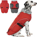 DENTRUN Large Dog Winter Coat - Windproof Reflective Warm Coat, Adjustable Neck & Snap Closure, Water Repellent Thick Fleece Vest, Fleece Lined for for Golden Retriever, Red, XL