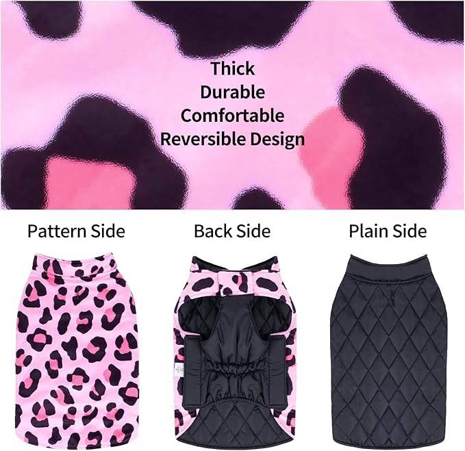 CuteBone Winter Dog Jacket - Windproof Reversible Vest with Leash Hole - Soft, Thick Coat for Small to Large Dogs - Waterproof, Adjustable Cold Weather Coat