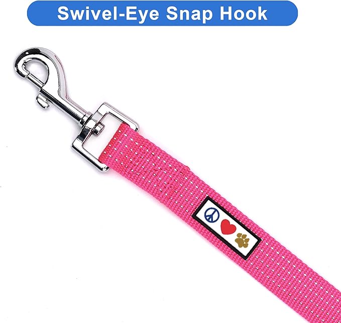 Pawtitas 6 FT Reflective Pet Puppy Leash - Comfortable Handle, Heavy Duty Dog Training, Available as Small Dog Pink Leash