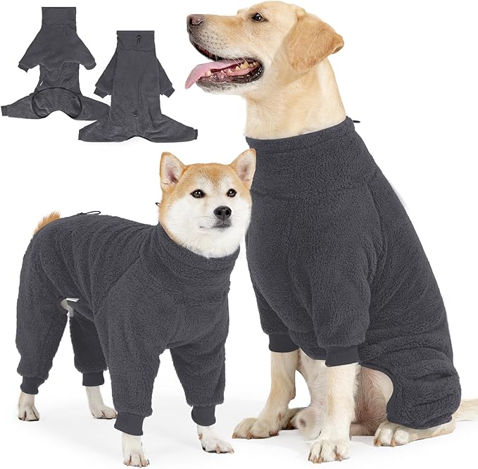Fleece Dog Sweater for Small Medium Large Dog for Run Walk Sleep Winter Jacket & Windproof Clothes Coat 3XL Grey