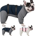KOESON Four Legged Winter Coat, Warm Small Dog Jacket with Adjustable Buckles, Turtleneck Windproof Dog Fleece Jackets Reflective Fullbody Snowsuit Puffer Coat Blue Grey XS
