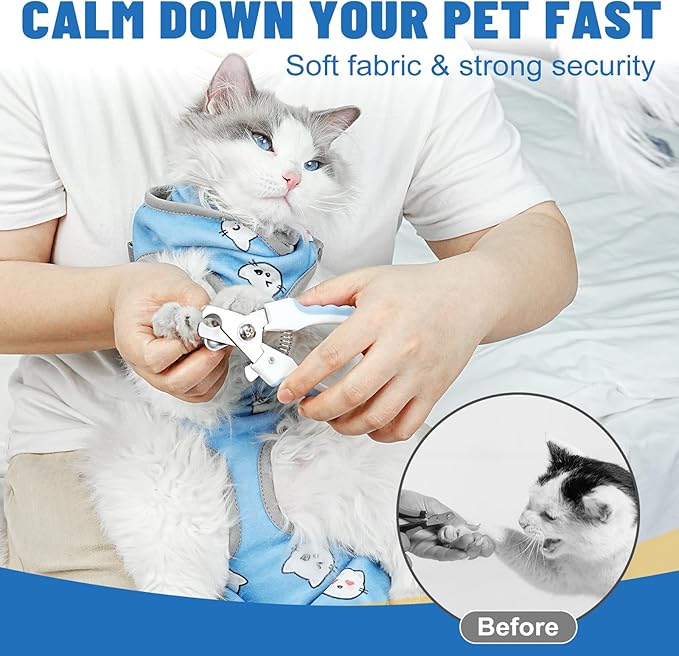 Supet Cat Grooming Hammock, Soft Fabric Nail Clipper Hammock, Self-Adhesive Wrap for Cutting Nails, Quickly Calm Down for Medicine, Teeth Brushing, Ear Cleaning