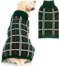 PUPTECK Dog Sweaters for Large Medium Small Dogs - Fall Classic Plaid Style Puppy Holiday Winter Coat Clothes Warm, Green, L