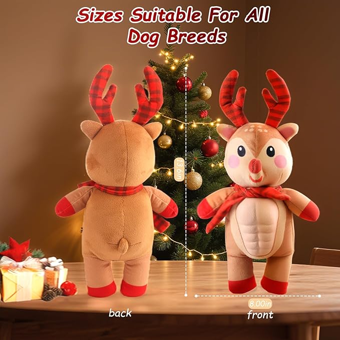 Christmas Deer Dog Squeaky Toys, Tug of War Toys Dog Chew Toys Squeaky Dog Toys Durable Dog Toys Stuffed Toys
