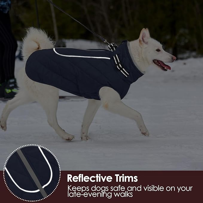 AOFITEE Winter Jacket for Extra Large Dogs, Warm Turtleneck Dog Coat with Back Zipper, Waterproof Dog Puffer Coat for Large Dogs, Pet Snowsuit Warm Snowsuit for German Shepherd, Weimar, Doberman