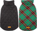 Kuoser Waterproof Dog Coat, Reversible Dog Jacket for Large Dogs, Adjustable Durable Doggie Winter Coat for Groowing Puppies Warm Puppy Cold Weather Apparel, Christmas Green L
