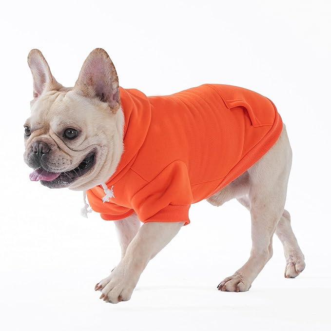 KOOLTAIL Fall Dog Hoodie - Soft & Warm Dog Thanksgiving Sweater with Leash Hole and Pocket, Pet Winter Coat, Cold Weather Clothes Sweatshirt for Small Medium Large Dogs Puppy Cat Boys Girls, Orange SM