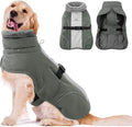 Queenmore Dog Cold Weather Coats, Fleece Collar Pet Apparel for Cold Weather, Dog Snowsuit, Cozy Winter Dogs Jackets Winter with Quick Release, Grey, XXL