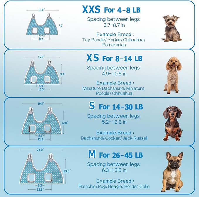 Supet Dog Grooming Hammock Harness for Dogs Cats, Relaxation Pet Nail Clipper Hammock, Restraint Dog & Medium Animal Leashes Sling for Groomingk for Nail Trimming (Coral Blue, M)