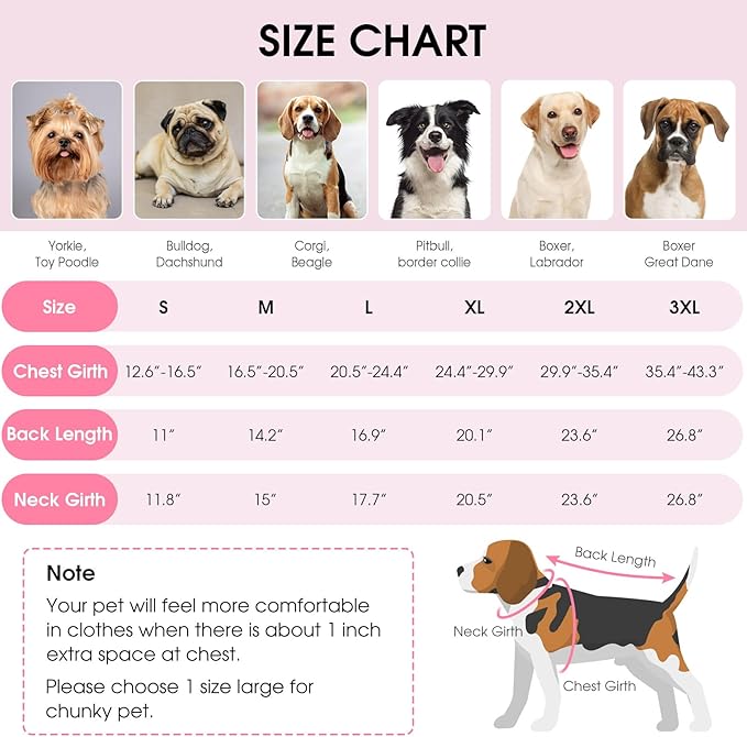 Queenmore Dog Winter Jacket, Fleece Lining Doggie Vests for Winter, Dog Coats for Medium Dogs Waterproof, Puppy Snowsuit with Leash Hole, Pink, M